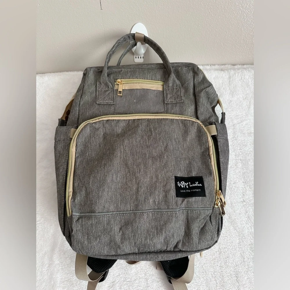 Happy Luoka brand Grey Multi-Function Diaper Bag Backpack
